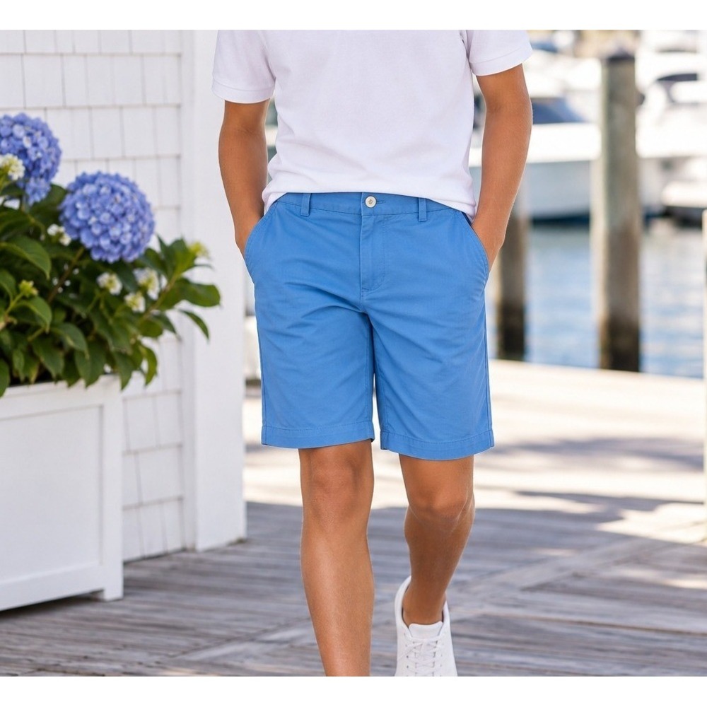 Vineyard Vines Boys 18 Blue Chino Bermuda Shorts Cotton Twill Preppy Coastal